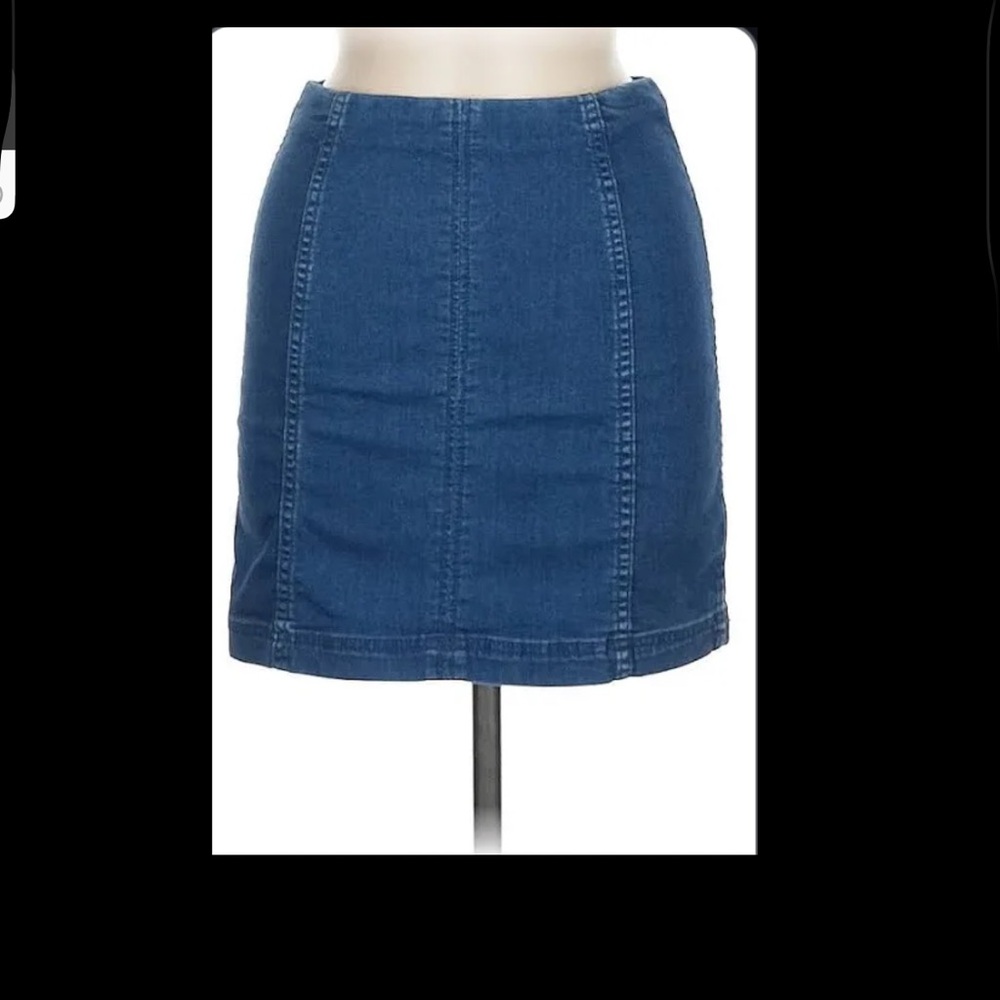 Free People Blue Mini Pencil Skirt for Casual Wear